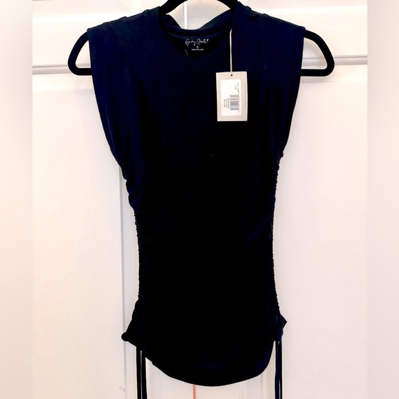 Grey State Sz 0/XS NWT Black Sleeveless Hali Top with Ruched Sides - Picture 3 of 5